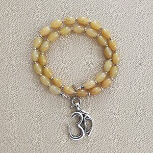 BALTIC AMBER NECKLACE W/ 925 SILVER OM PENDANT--18"